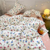 Pink Flowers Duvet Cover Set Ins Fashion Single Queen Size Girls Boys Flat Sheet Pillowcase No Filler Home Decor Bedding Set