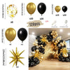 Black and Gold Balloons Garland Arch Kit with Starburst Foil Balloons for Wedding Birthday Family Party Decorations Supplies