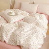 Pink Flowers Duvet Cover Set Ins Fashion Single Queen Size Girls Boys Flat Sheet Pillowcase No Filler Home Decor Bedding Set
