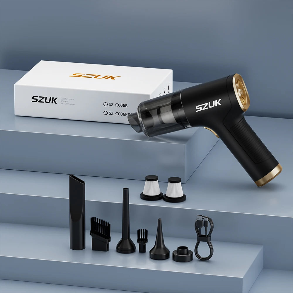 SZUK Mini Portable Wireless Car Vacuum Cleaner – Powerful Suction Handheld Cleaner for Car, Home, Keyboard & Office