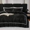 3PCS Satin Duvet Cover Set Silk White Black And Pink Bedding Comforter Cover Silky Luxury Silky Bed set Soft for All season