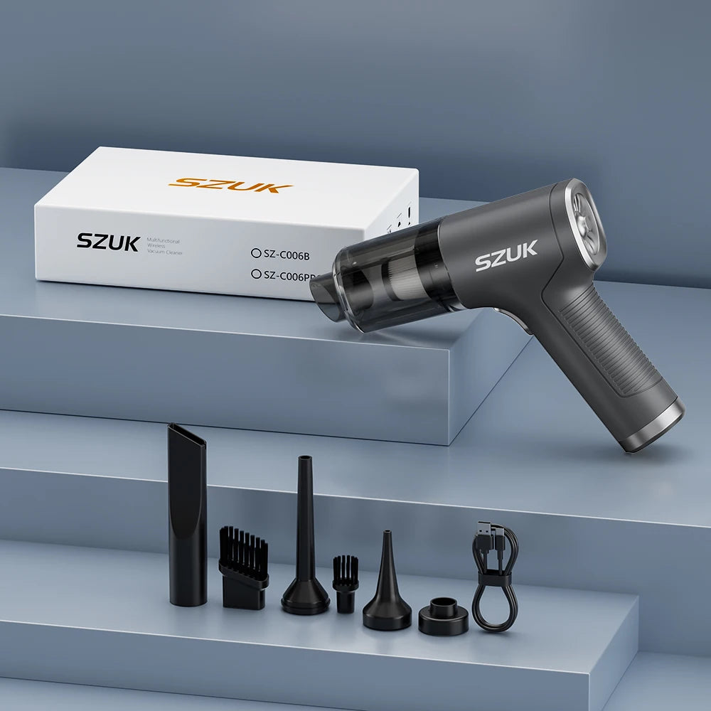 SZUK Mini Portable Wireless Car Vacuum Cleaner – Powerful Suction Handheld Cleaner for Car, Home, Keyboard & Office