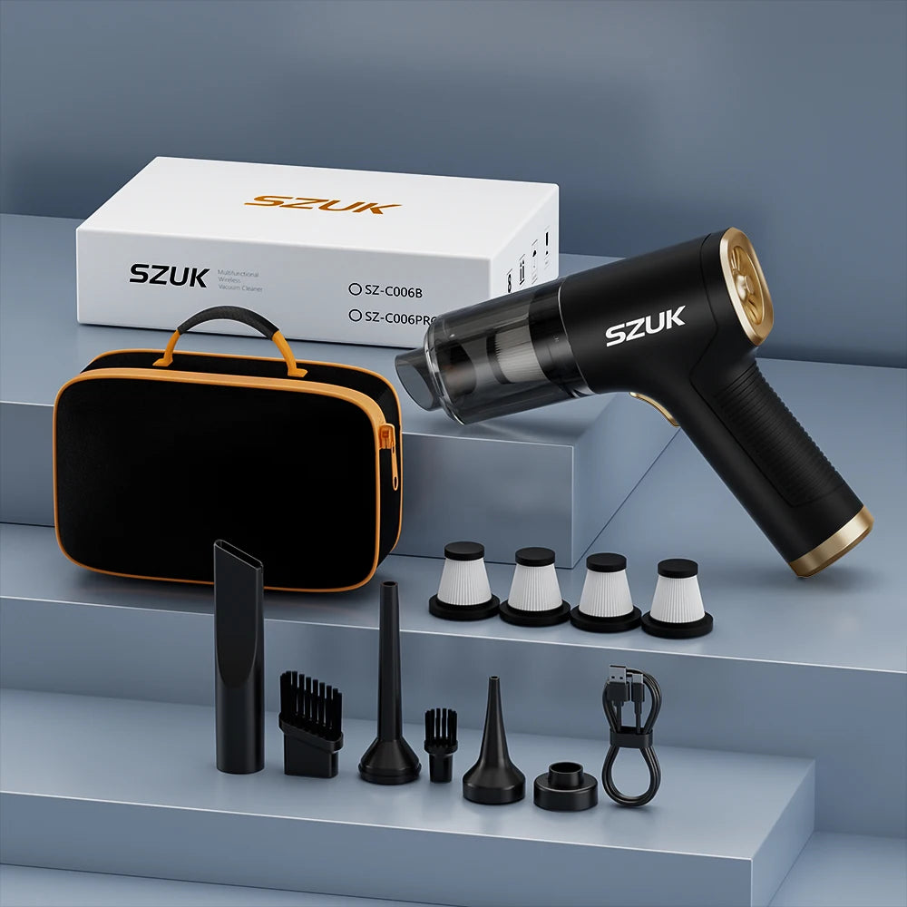 SZUK Mini Portable Wireless Car Vacuum Cleaner – Powerful Suction Handheld Cleaner for Car, Home, Keyboard & Office