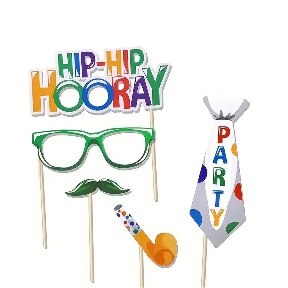 18pcs Birthday Party Handheld Photo Prop Set, Suitable for Birthday, Theme Parties, Daily Party Photography Decoration, etc