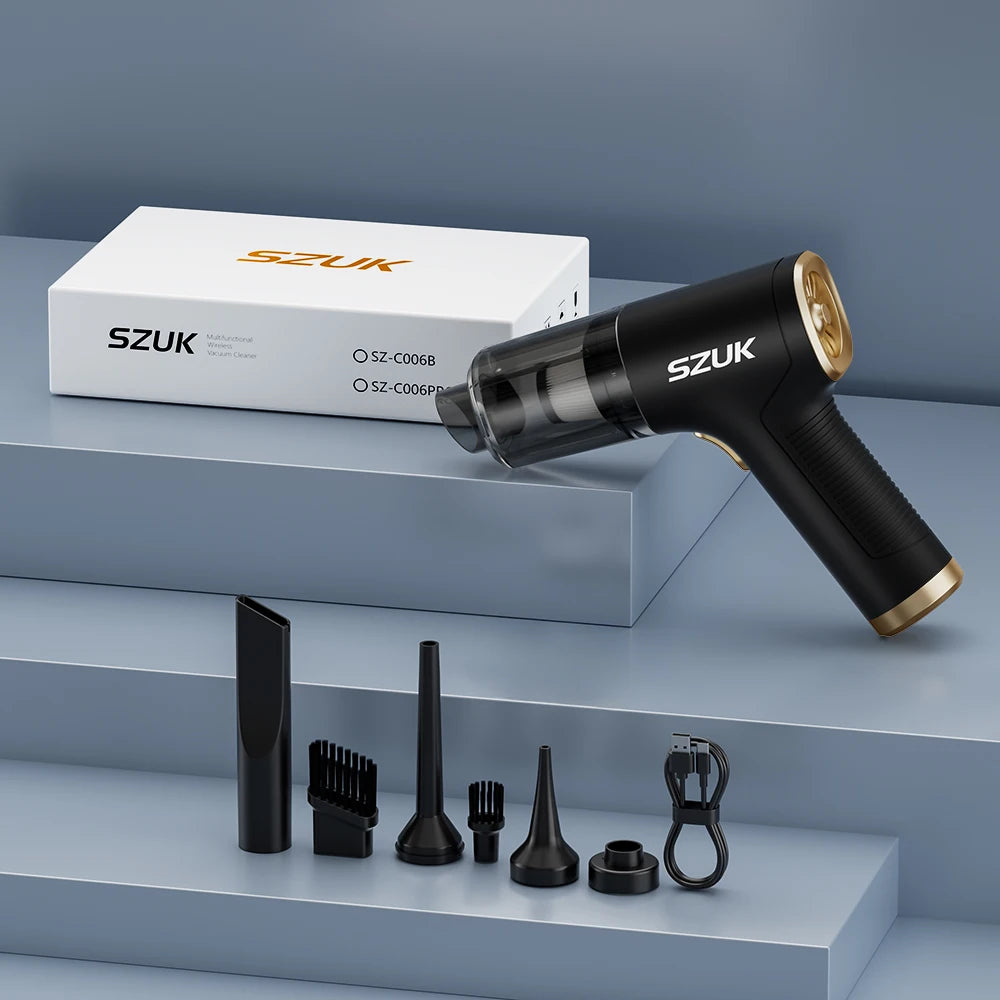 SZUK Mini Portable Wireless Car Vacuum Cleaner – Powerful Suction Handheld Cleaner for Car, Home, Keyboard & Office