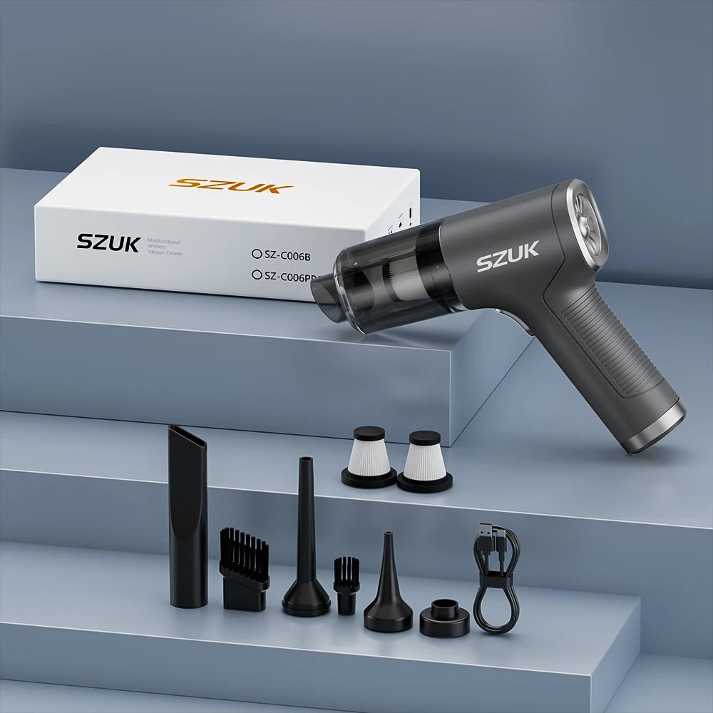 SZUK Mini Portable Wireless Car Vacuum Cleaner – Powerful Suction Handheld Cleaner for Car, Home, Keyboard & Office