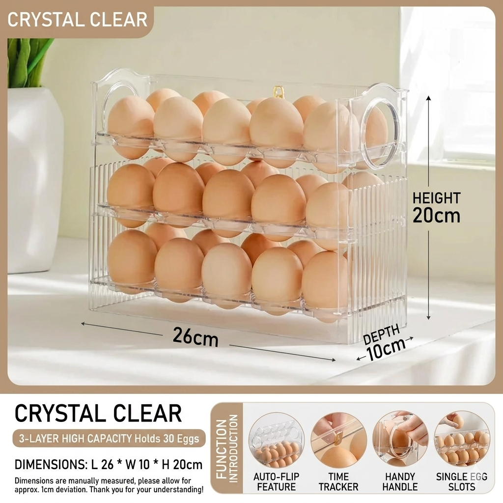 Refrigerator Door Egg Storage Box Reversible Organizer Tray