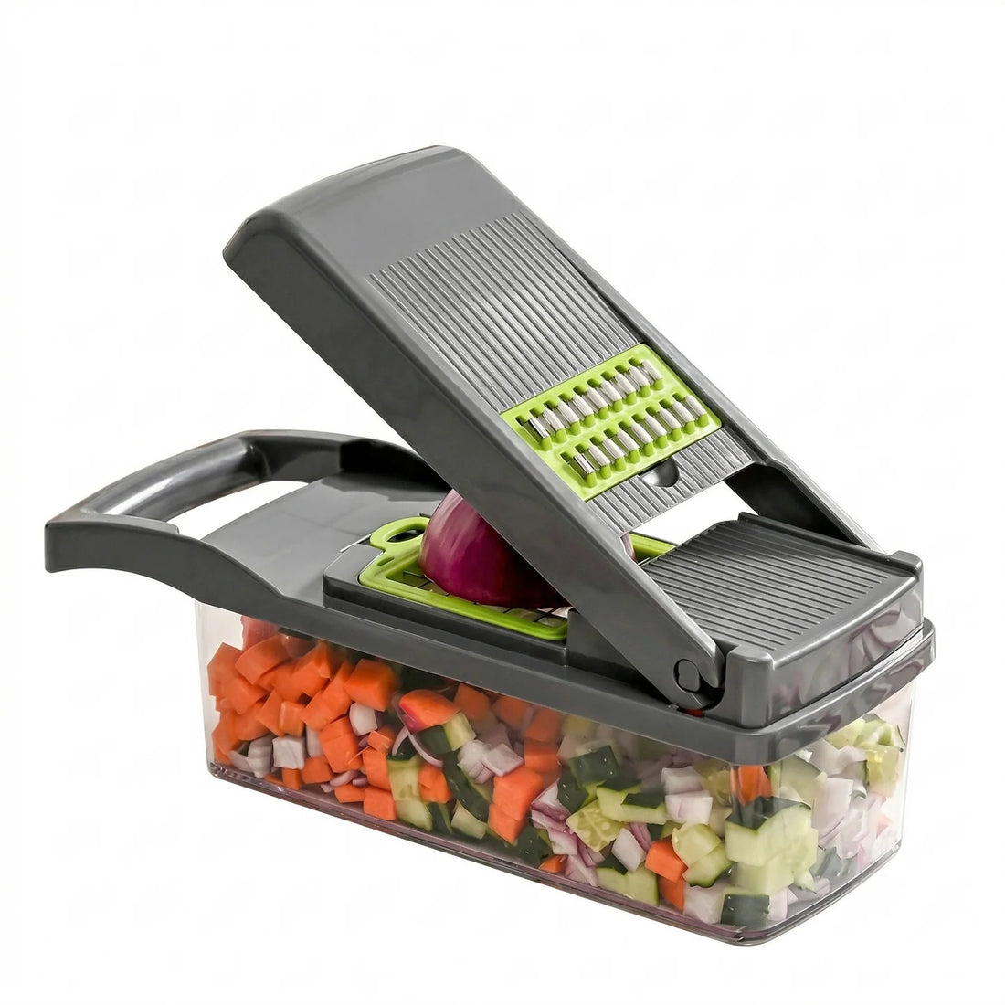 Picadora de verduras multifuncional 16 en 1, picadora de cebolla, mango, rallador de alimentos, picadora de alimentos, herramientas de cocina, rebanadora de verduras, cortadora en cubos.