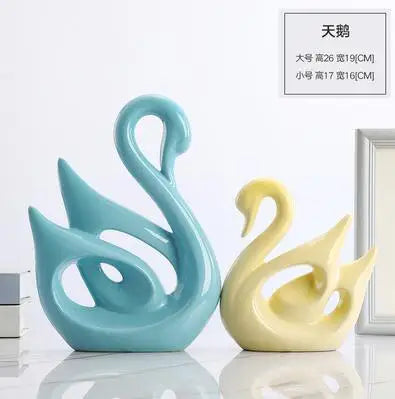Modern Feng Shui Ceramic Figurines Livingroom Ornaments Home Furnishing Decoration Crafts Office Room Accessories Wedding Gifts