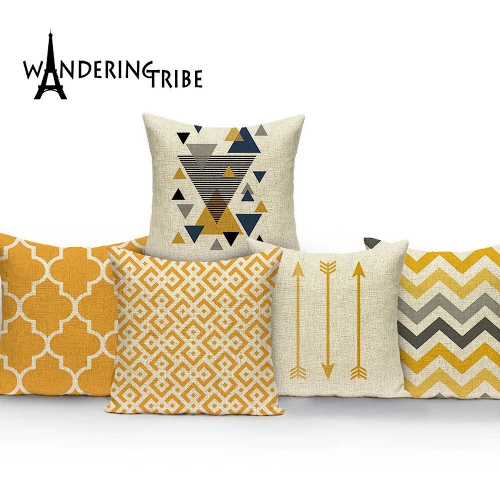 Nordic Geometry Cushions Case Yellow Stripe Home Decorative Pillow Cases Cushion Covers Pillows Covers Sofa Bed Room Pillowscase