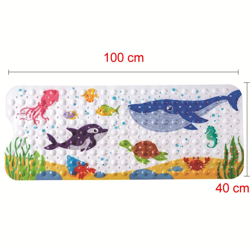 Large Cute Cartoon PVC Bath Mat Anti-Slip Shower Bathtub Mats With Sucker Soft Massage Pad Kid's Elder Bathroom Carpet Rug