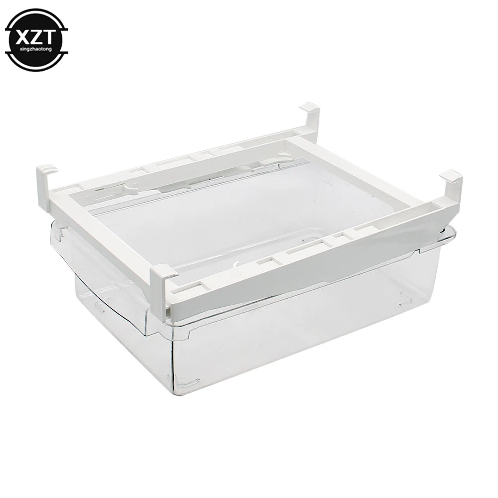New Kitchen Fruit Food Storage Box Plastic Clear Fridge Organizer Slide Under Shelf Drawer Box Rack Holder Refrigerator Drawer