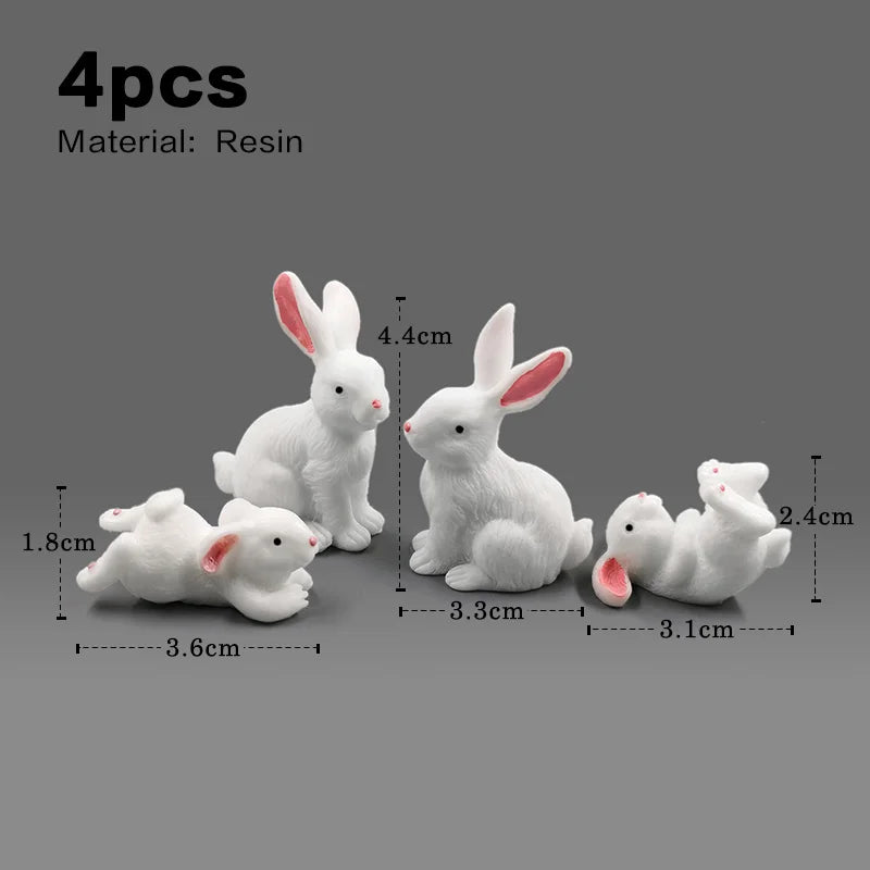 Halloween Christmas Easter White Rabbit Figurine DIY Home Decor Miniature Fairy Garden Dollhouse Decoration Accessories Modern