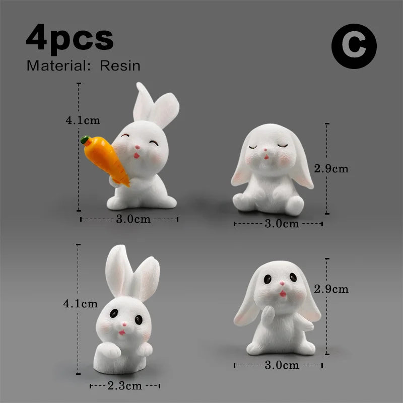 Halloween Christmas Easter White Rabbit Figurine DIY Home Decor Miniature Fairy Garden Dollhouse Decoration Accessories Modern