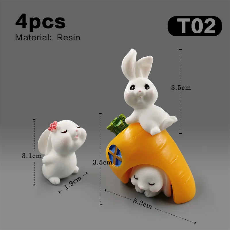 Halloween Christmas Easter White Rabbit Figurine DIY Home Decor Miniature Fairy Garden Dollhouse Decoration Accessories Modern