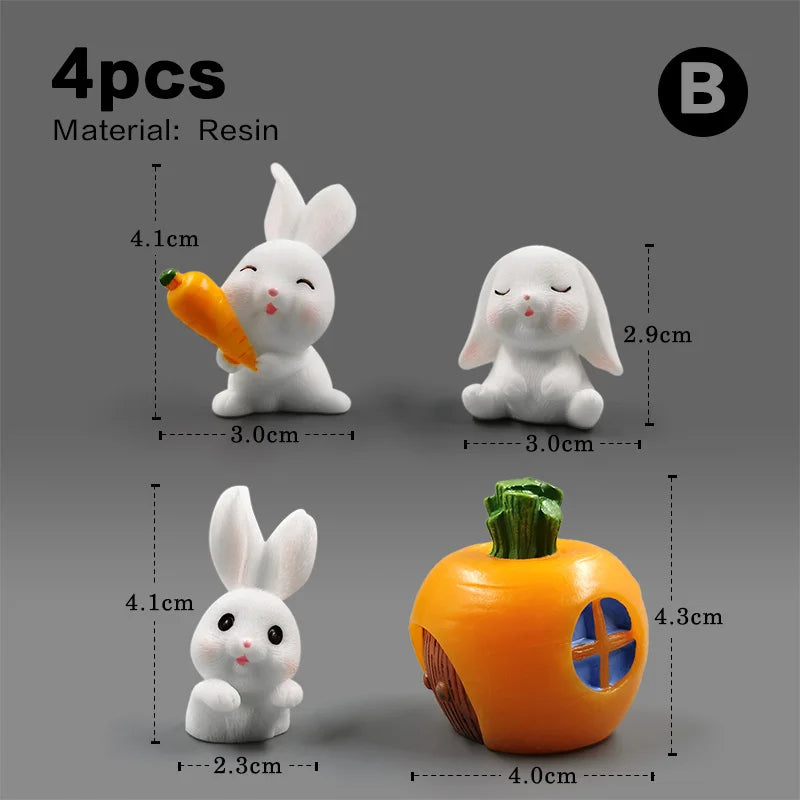 Halloween Christmas Easter White Rabbit Figurine DIY Home Decor Miniature Fairy Garden Dollhouse Decoration Accessories Modern