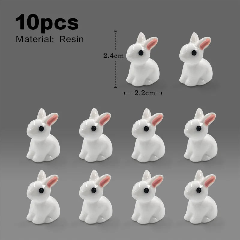 Halloween Christmas Easter White Rabbit Figurine DIY Home Decor Miniature Fairy Garden Dollhouse Decoration Accessories Modern