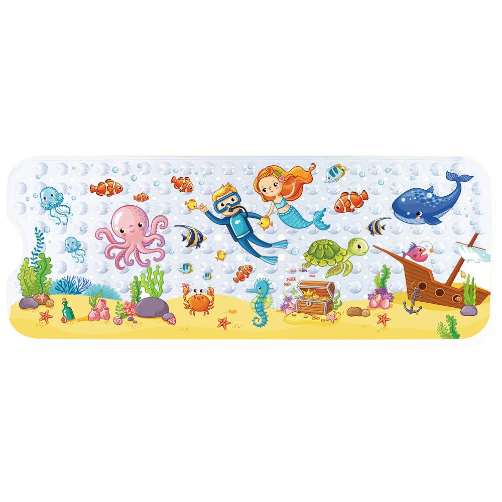 Large Cute Cartoon PVC Bath Mat Anti-Slip Shower Bathtub Mats With Sucker Soft Massage Pad Kid's Elder Bathroom Carpet Rug