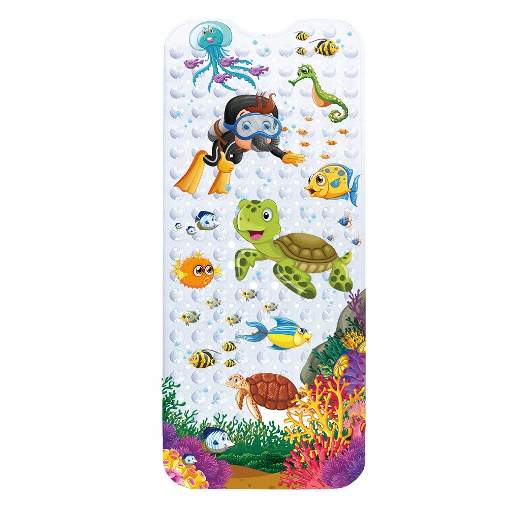 Large Cute Cartoon PVC Bath Mat Anti-Slip Shower Bathtub Mats With Sucker Soft Massage Pad Kid's Elder Bathroom Carpet Rug