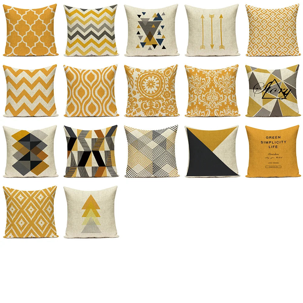 Nordic Geometry Cushions Case Yellow Stripe Home Decorative Pillow Cases Cushion Covers Pillows Covers Sofa Bed Room Pillowscase