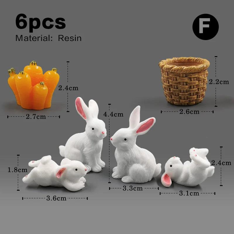 Halloween Christmas Easter White Rabbit Figurine DIY Home Decor Miniature Fairy Garden Dollhouse Decoration Accessories Modern