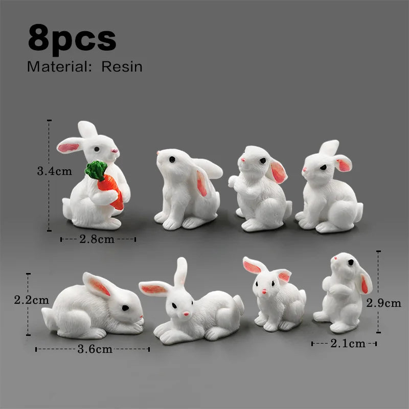 Halloween Christmas Easter White Rabbit Figurine DIY Home Decor Miniature Fairy Garden Dollhouse Decoration Accessories Modern