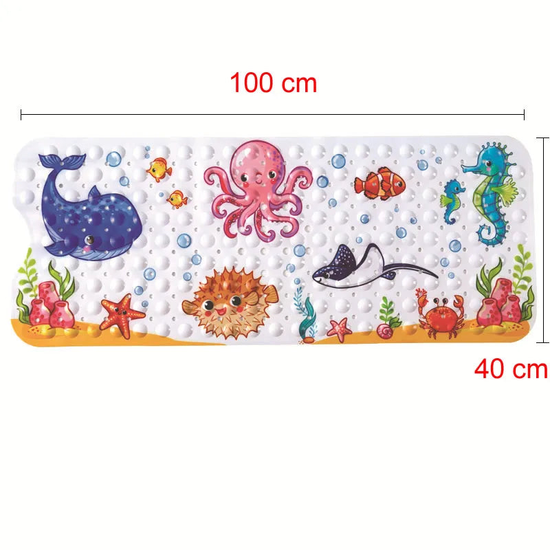 Large Cute Cartoon PVC Bath Mat Anti-Slip Shower Bathtub Mats With Sucker Soft Massage Pad Kid's Elder Bathroom Carpet Rug