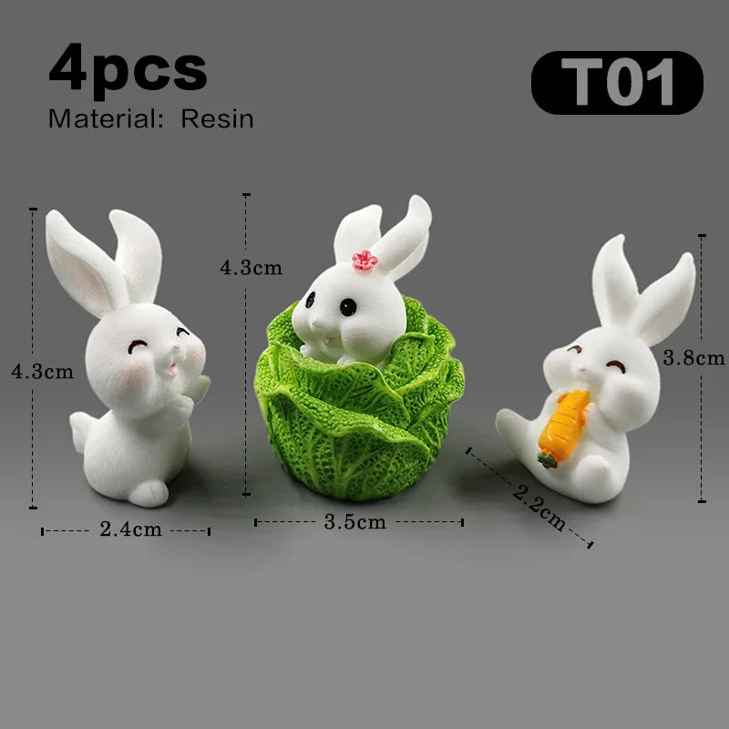 Halloween Christmas Easter White Rabbit Figurine DIY Home Decor Miniature Fairy Garden Dollhouse Decoration Accessories Modern