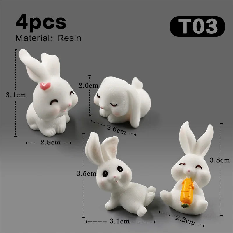 Halloween Christmas Easter White Rabbit Figurine DIY Home Decor Miniature Fairy Garden Dollhouse Decoration Accessories Modern
