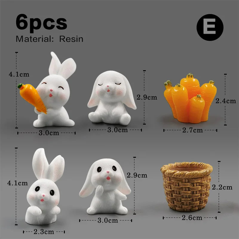 Halloween Christmas Easter White Rabbit Figurine DIY Home Decor Miniature Fairy Garden Dollhouse Decoration Accessories Modern