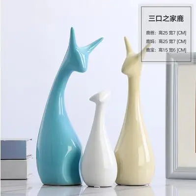 Modern Feng Shui Ceramic Figurines Livingroom Ornaments Home Furnishing Decoration Crafts Office Room Accessories Wedding Gifts