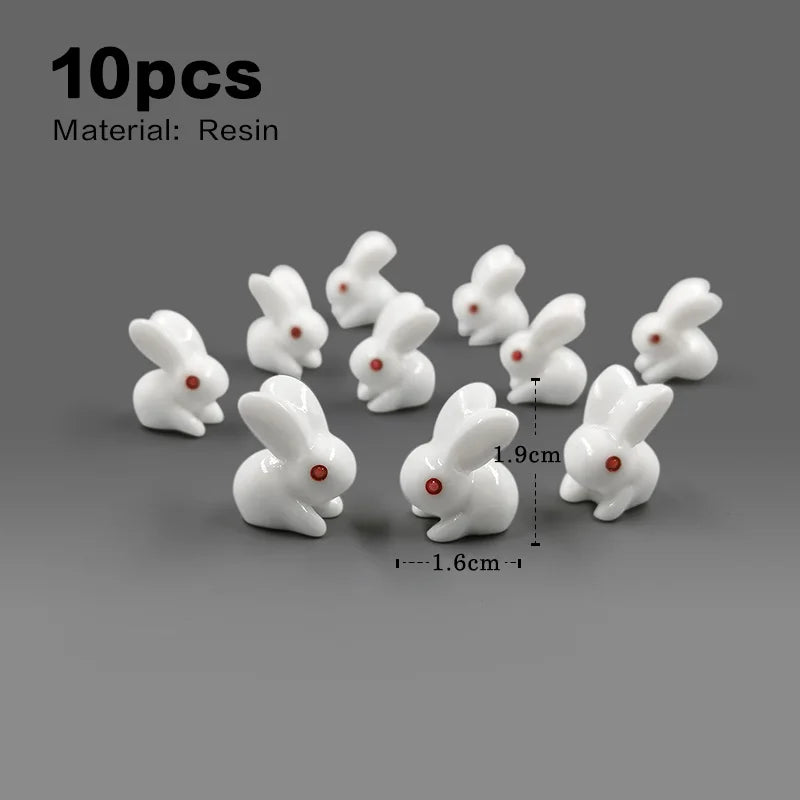 Halloween Christmas Easter White Rabbit Figurine DIY Home Decor Miniature Fairy Garden Dollhouse Decoration Accessories Modern