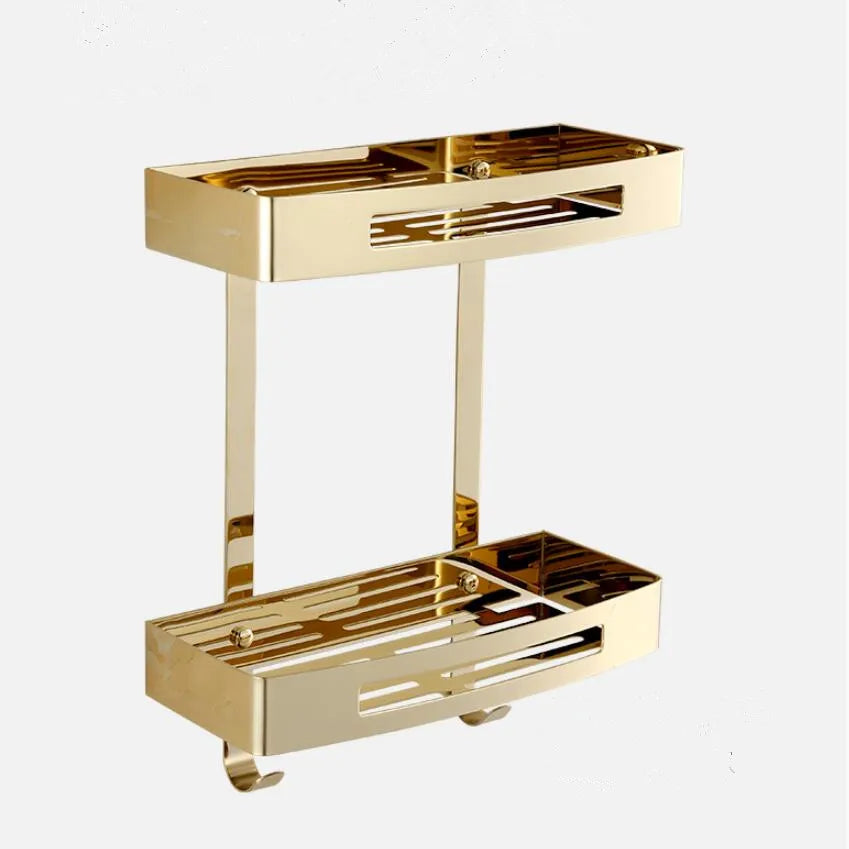 Wall Mounted Gold 304 Stainless Steel Square Bathroom Soap Dish Bath Shower Shelf Bath Shampoo Holder Basket Holder Corner shelf