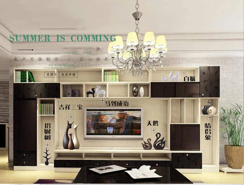 Modern Feng Shui Ceramic Figurines Livingroom Ornaments Home Furnishing Decoration Crafts Office Room Accessories Wedding Gifts