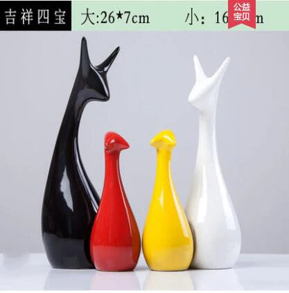 Modern Feng Shui Ceramic Figurines Livingroom Ornaments Home Furnishing Decoration Crafts Office Room Accessories Wedding Gifts