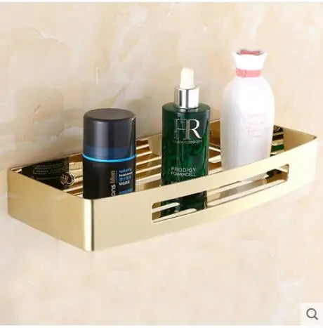 Wall Mounted Gold 304 Stainless Steel Square Bathroom Soap Dish Bath Shower Shelf Bath Shampoo Holder Basket Holder Corner shelf