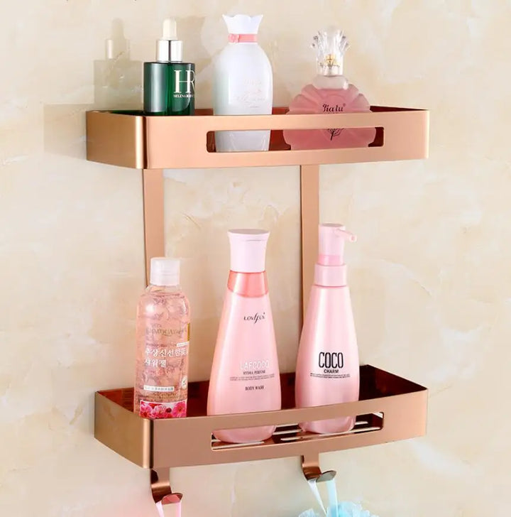 Wall Mounted Gold 304 Stainless Steel Square Bathroom Soap Dish Bath Shower Shelf Bath Shampoo Holder Basket Holder Corner shelf
