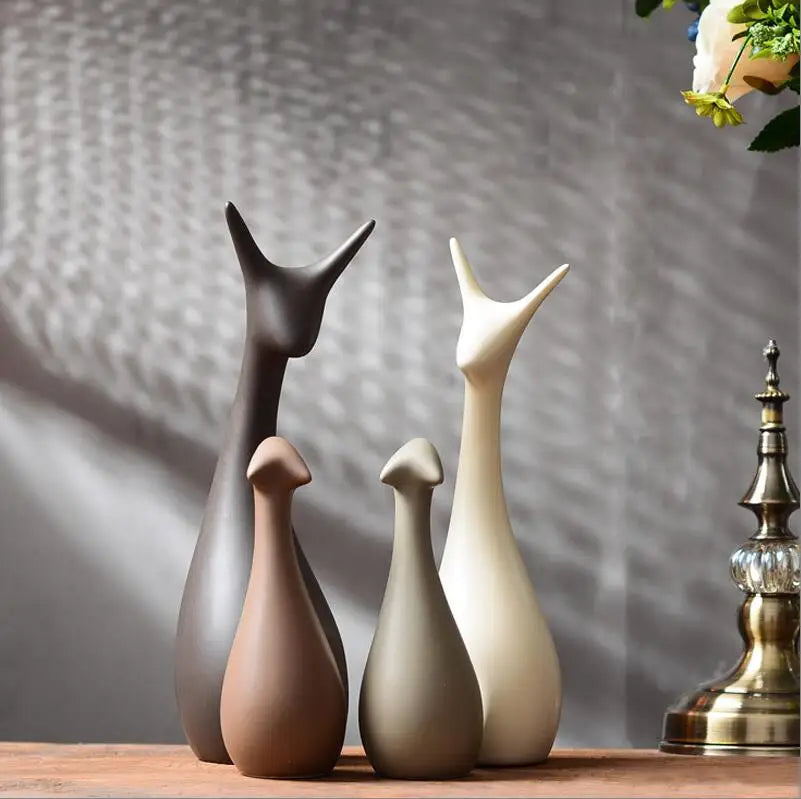 Modern Feng Shui Ceramic Figurines Livingroom Ornaments Home Furnishing Decoration Crafts Office Room Accessories Wedding Gifts