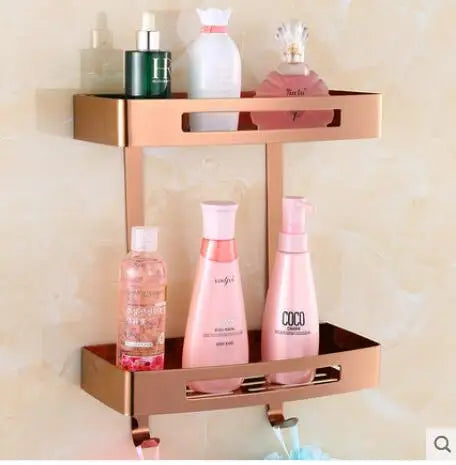 Wall Mounted Gold 304 Stainless Steel Square Bathroom Soap Dish Bath Shower Shelf Bath Shampoo Holder Basket Holder Corner shelf