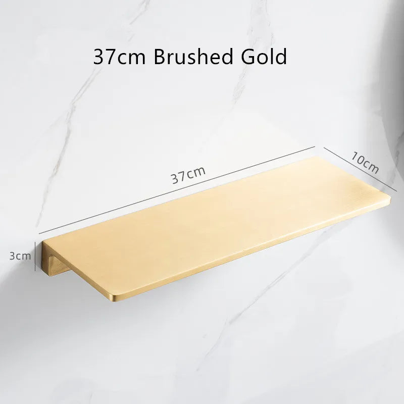 Tuqiu Bathroom Shelf Brushed Gold Top Bath Shower Shelf Brass Bathroom shelf Organizer Wall Mounted Black Kitchen Storage holder