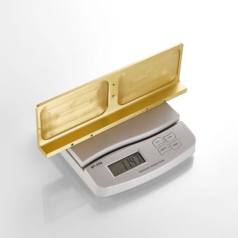 Tuqiu Bathroom Shelf Brushed Gold Top Bath Shower Shelf Brass Bathroom shelf Organizer Wall Mounted Black Kitchen Storage holder