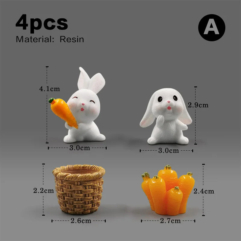 Halloween Christmas Easter White Rabbit Figurine DIY Home Decor Miniature Fairy Garden Dollhouse Decoration Accessories Modern