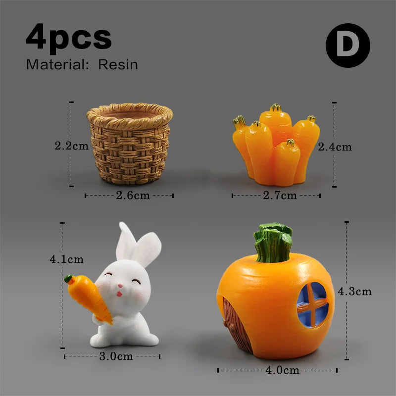 Halloween Christmas Easter White Rabbit Figurine DIY Home Decor Miniature Fairy Garden Dollhouse Decoration Accessories Modern