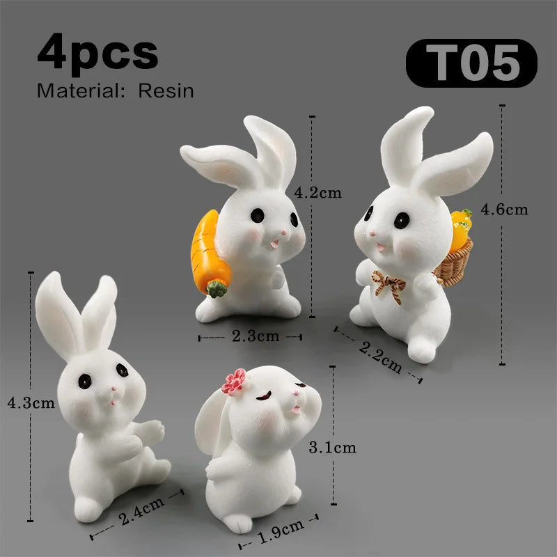 Halloween Christmas Easter White Rabbit Figurine DIY Home Decor Miniature Fairy Garden Dollhouse Decoration Accessories Modern