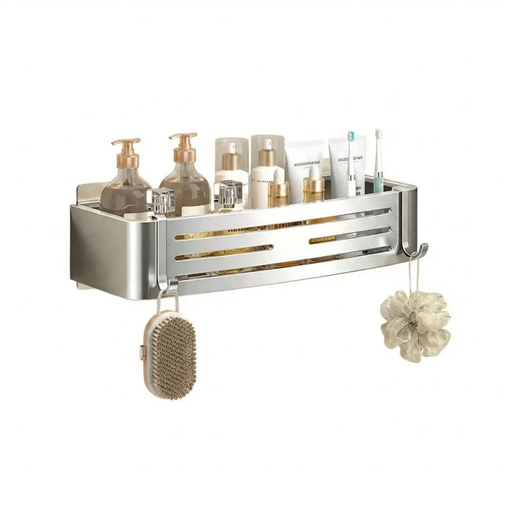 No-Drill Aluminum Bathroom Shelf Self-Adhesive Shower Storage Rack