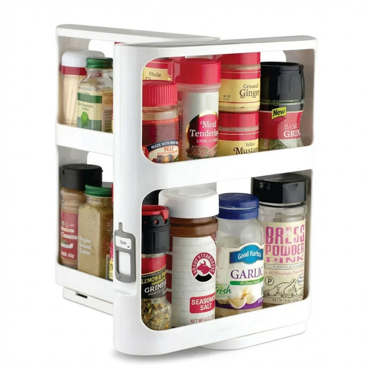 Rotating Kitchen Spice Organizer Rack Multi-Function Cabinet Storage Shelf