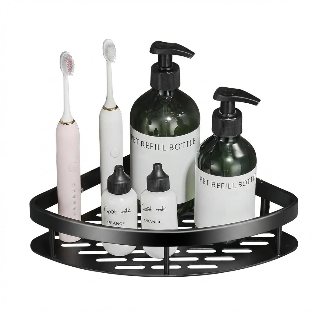 No-Drill Wall Mount Corner Bathroom Shower Storage Shelf