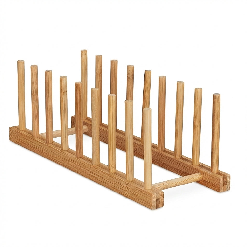 Wooden Dish Drying Rack Plate & Cup Organizer Stand
