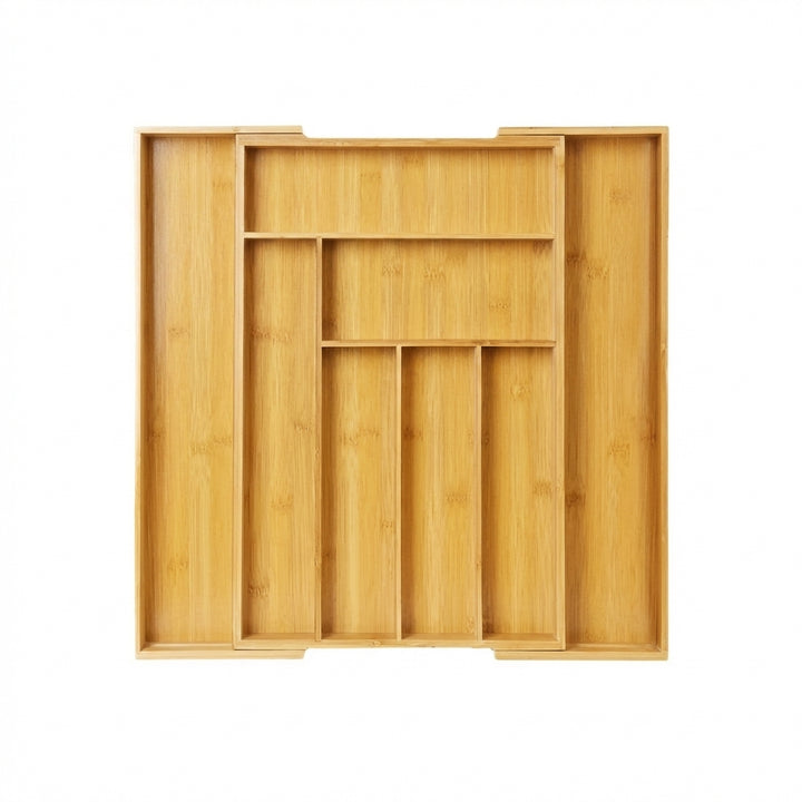 Expandable Bamboo Cutlery Drawer Organizer Tray