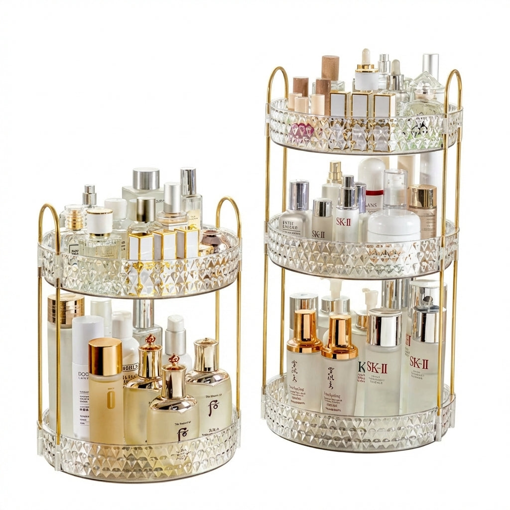 3-Tier 360° Rotating Cosmetic Organizer for Vanity Storage